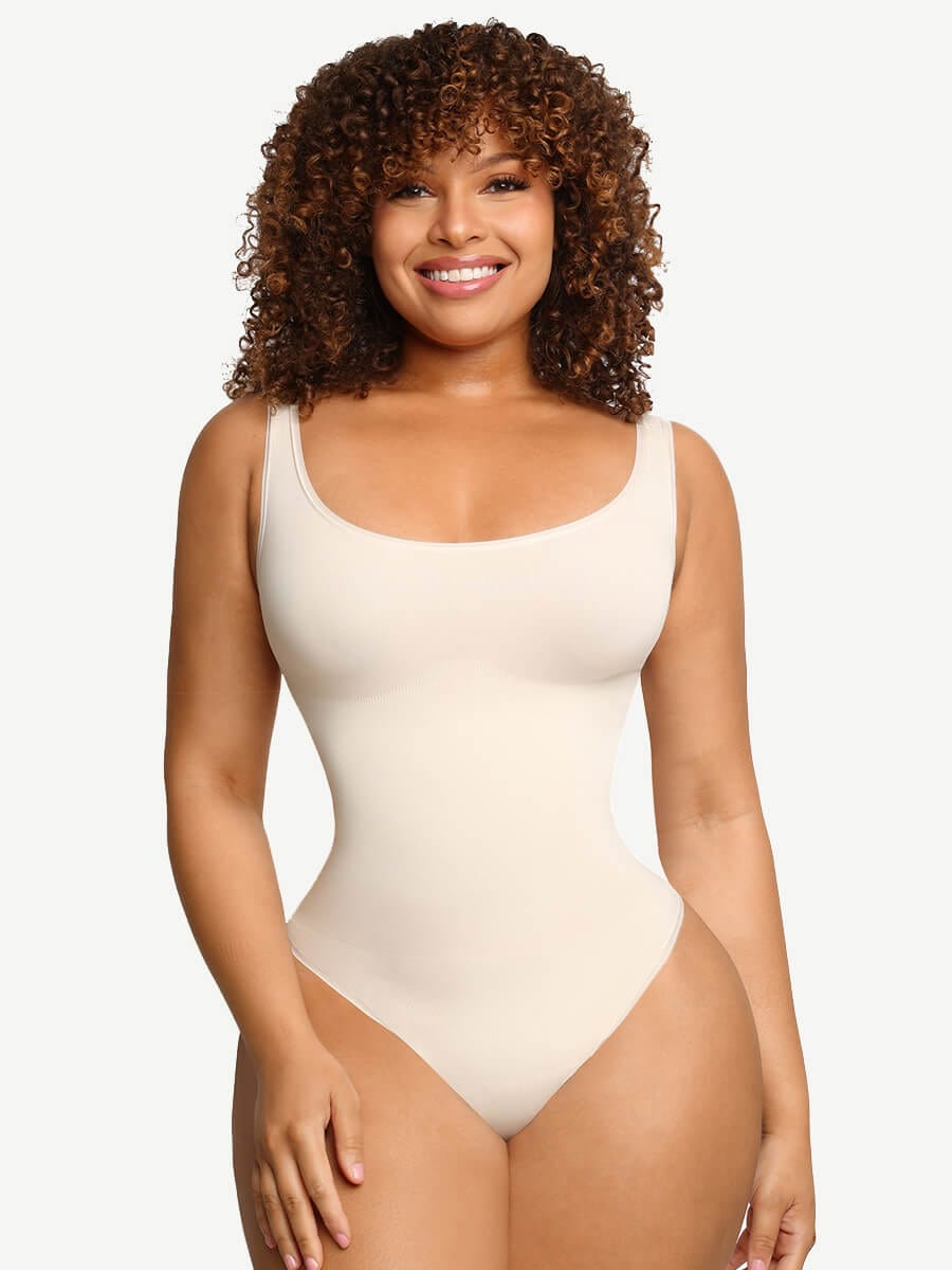 🌿 Eco-friendly Seamless Outerwear Belly Control Thong Bodysuit