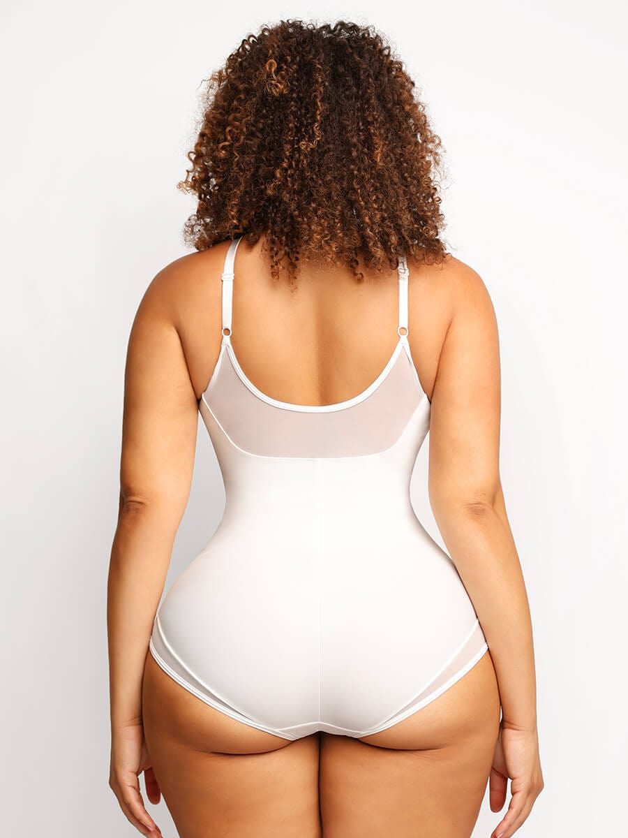 Sexy Deep V-Neck Mesh Sheer Bodysuit