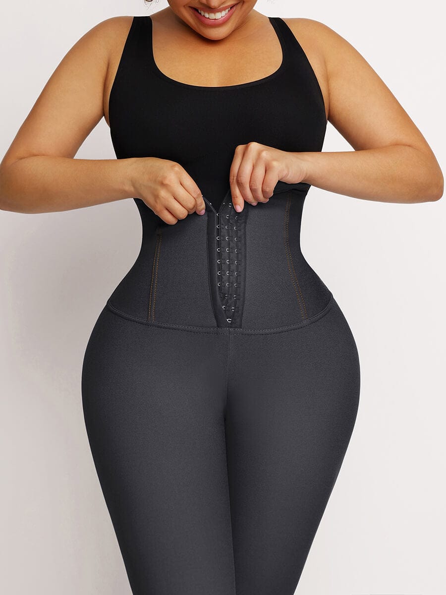 High Waisted Three Breasted Belted Tummy Control Denim Trousers