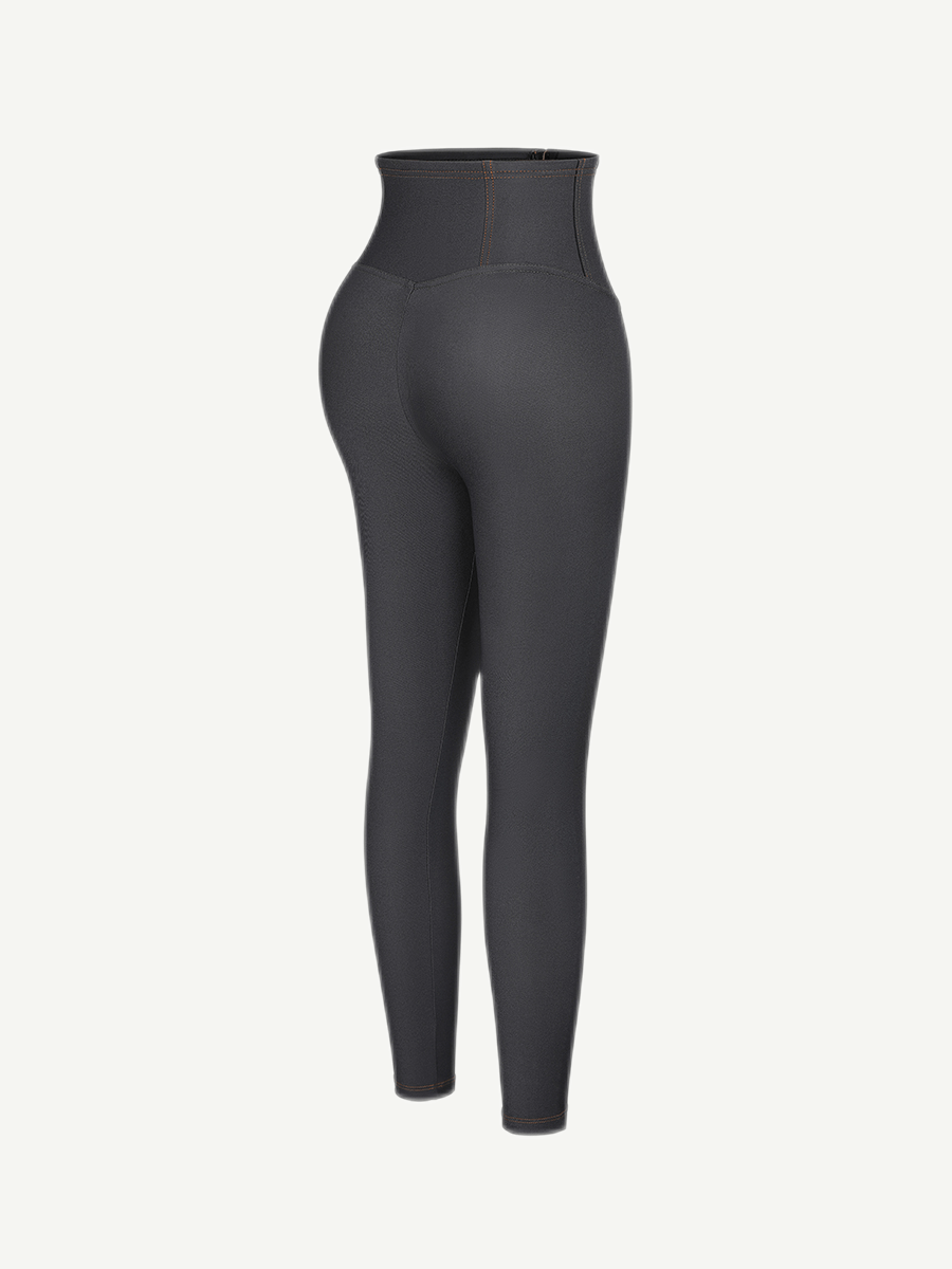 Mid-rise Faux Denim Trousers Corset Waist