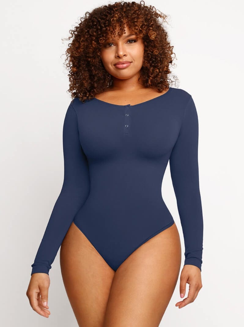 Seamless Outer Long Sleeve Thong Bodysuit