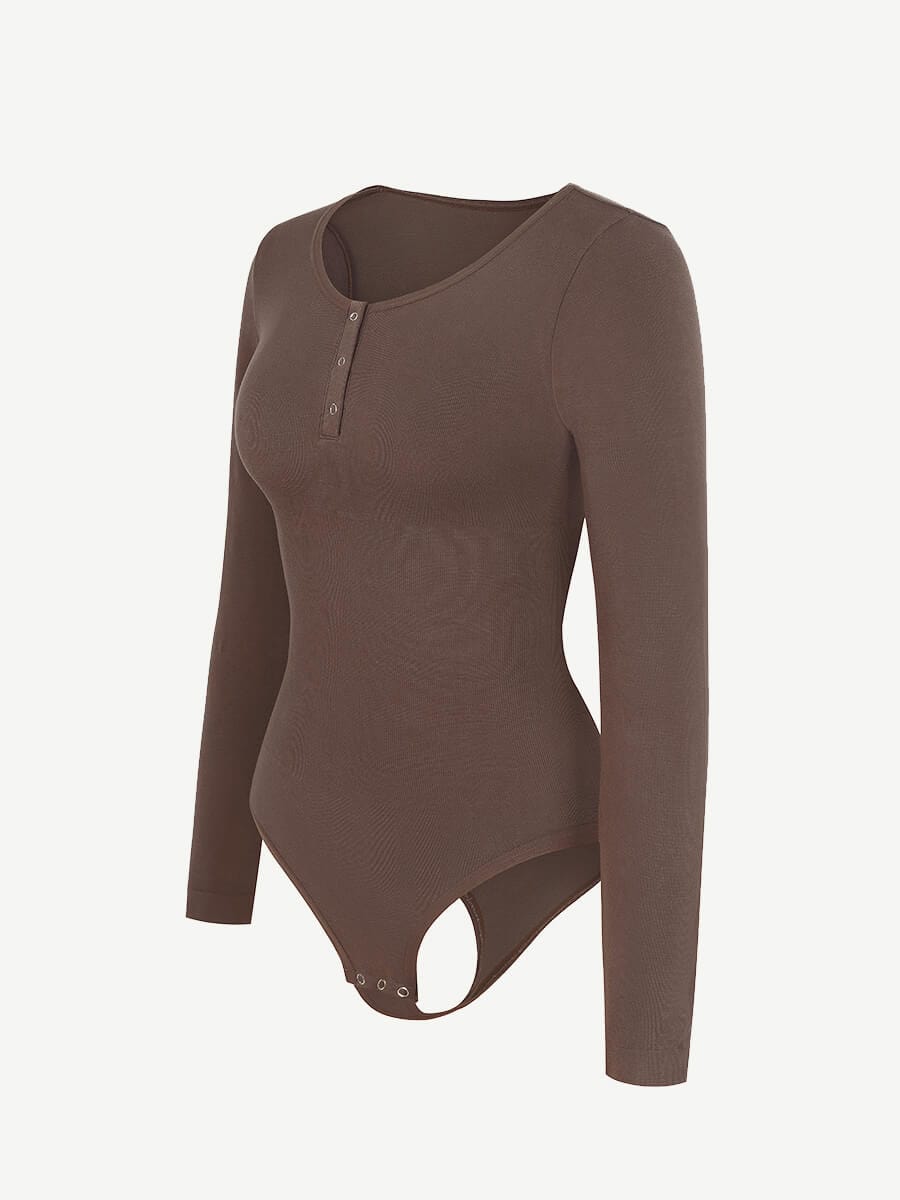Seamless Outer Long Sleeve Thong Bodysuit