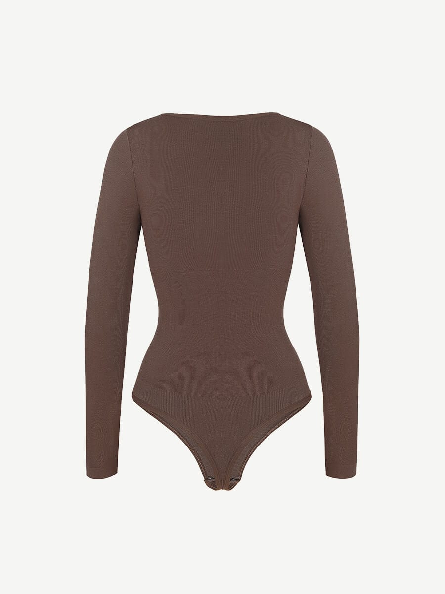 Seamless Outer Long Sleeve Thong Bodysuit