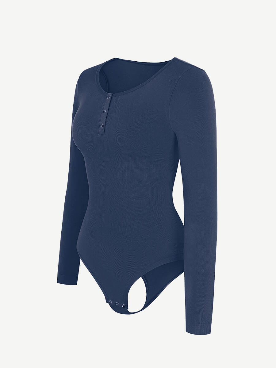 Seamless Outer Long Sleeve Thong Bodysuit