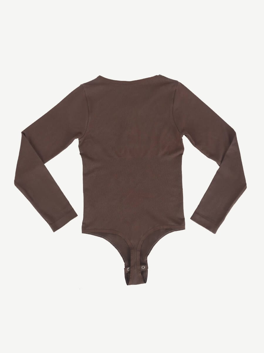 Seamless Outer Long Sleeve Thong Bodysuit