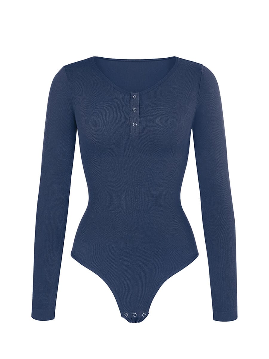 Seamless Outer Long Sleeve Thong Bodysuit