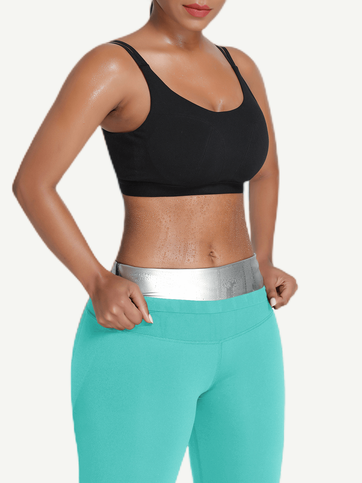 Silver Film Leggings Hot Sauna Tummy Trimmer Pants