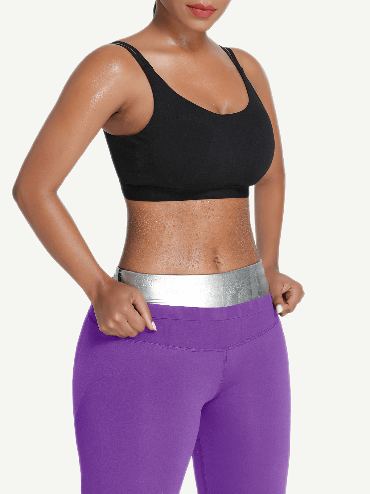 Silver Film Leggings Hot Sauna Tummy Trimmer Pants