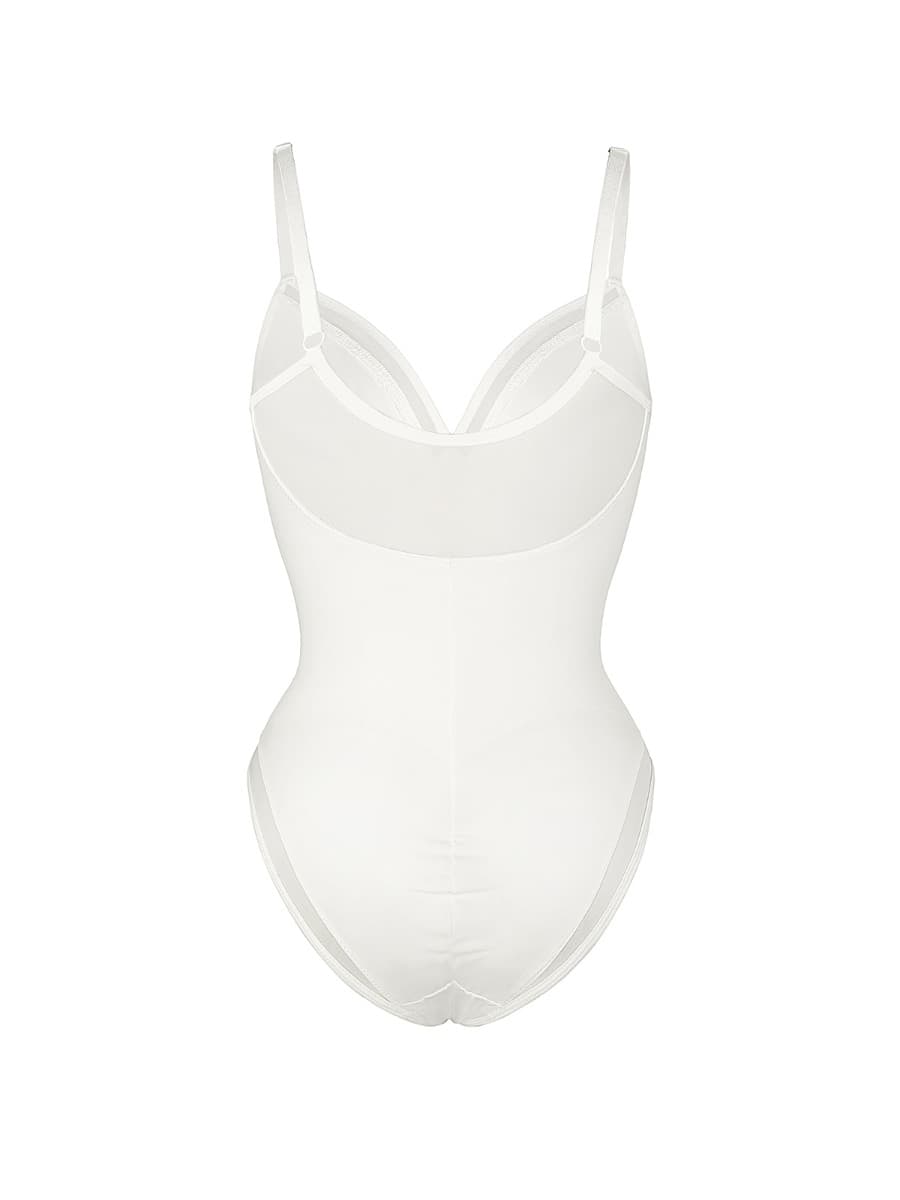 Sexy Deep V-Neck Mesh Sheer Bodysuit
