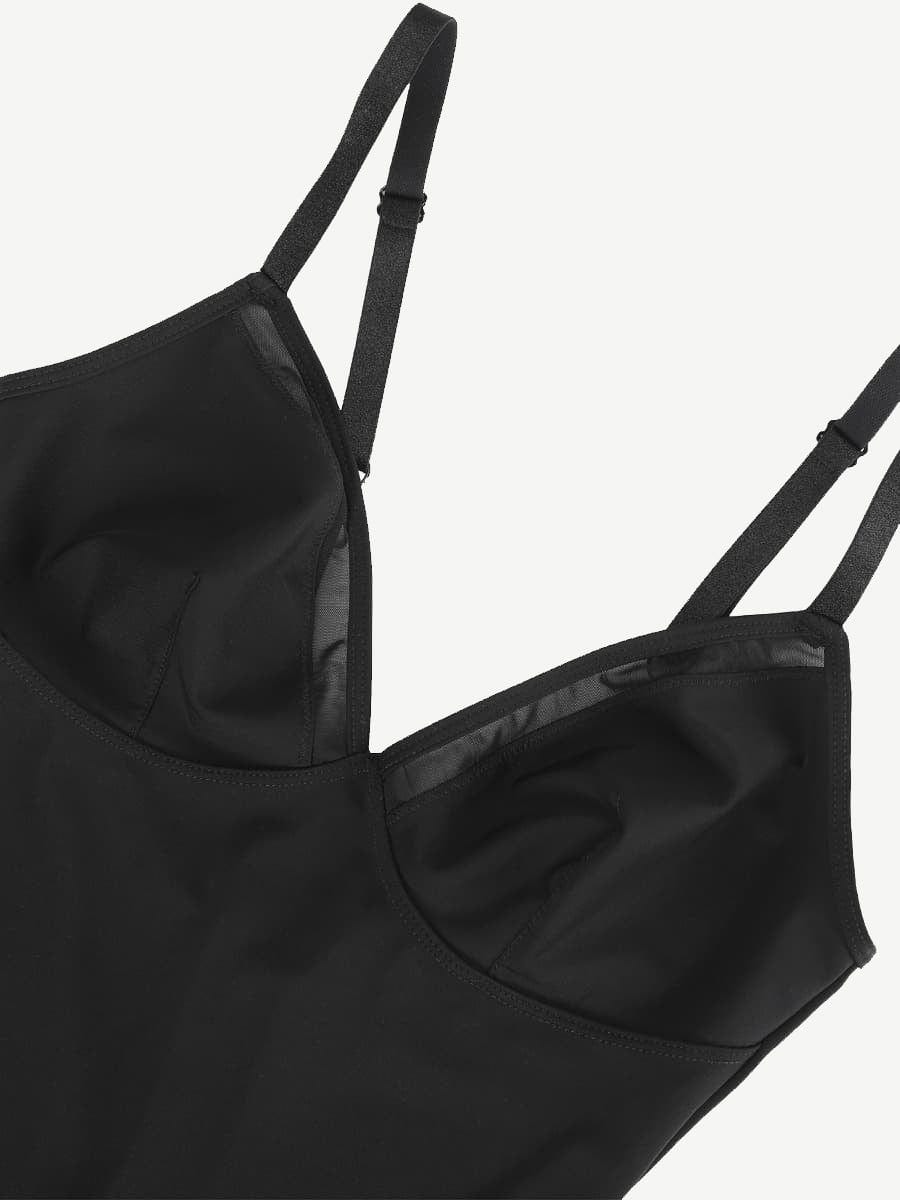 Sexy Deep V-Neck Mesh Sheer Bodysuit