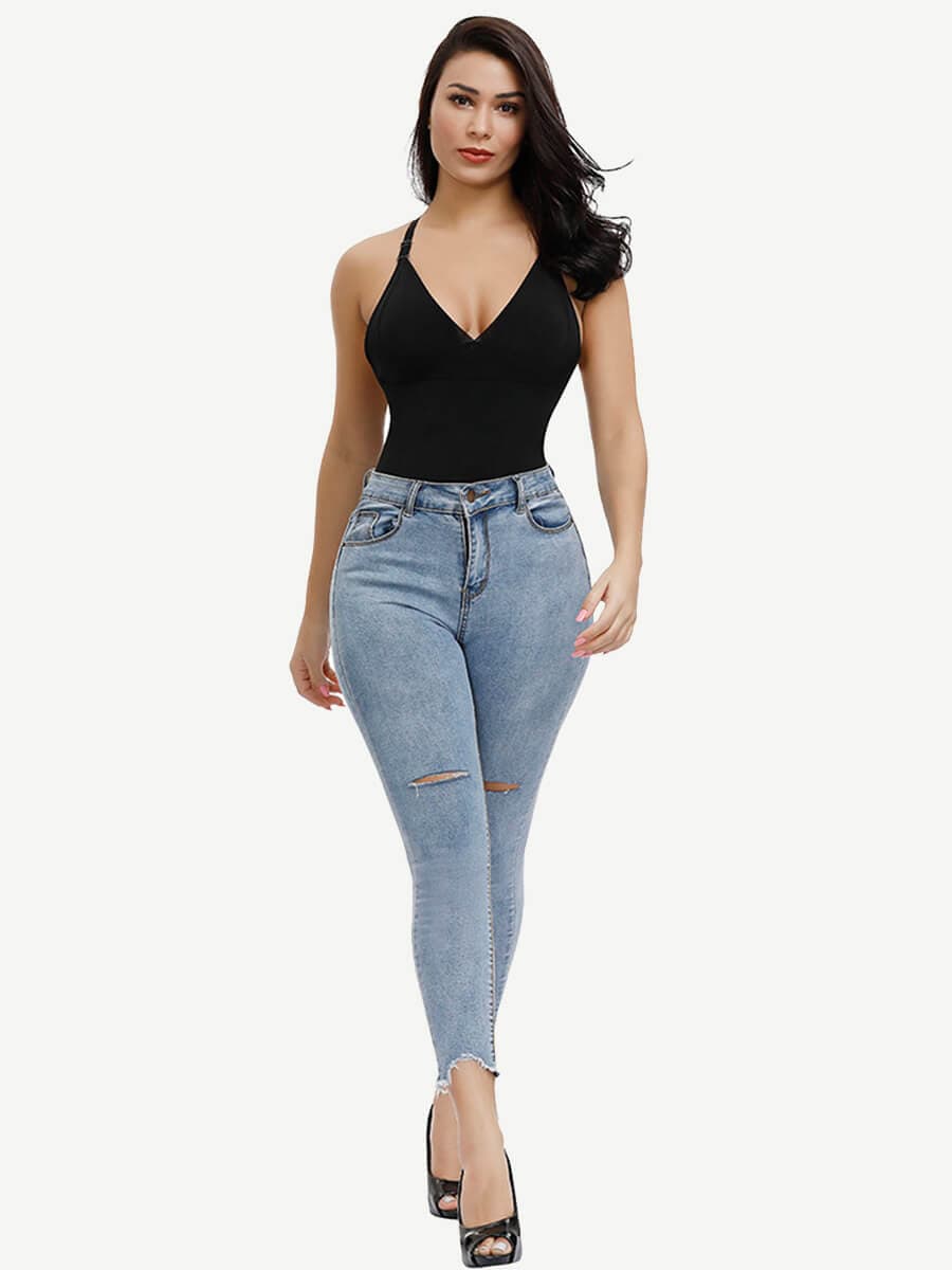 Curve Creator Breathable Sexy Adjustable Strap Solid Color Full Body Shaper Shaperwear