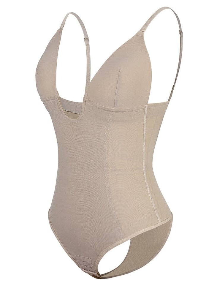 Plunge Low-Back Thong Shapewear Bridal Bodysuit