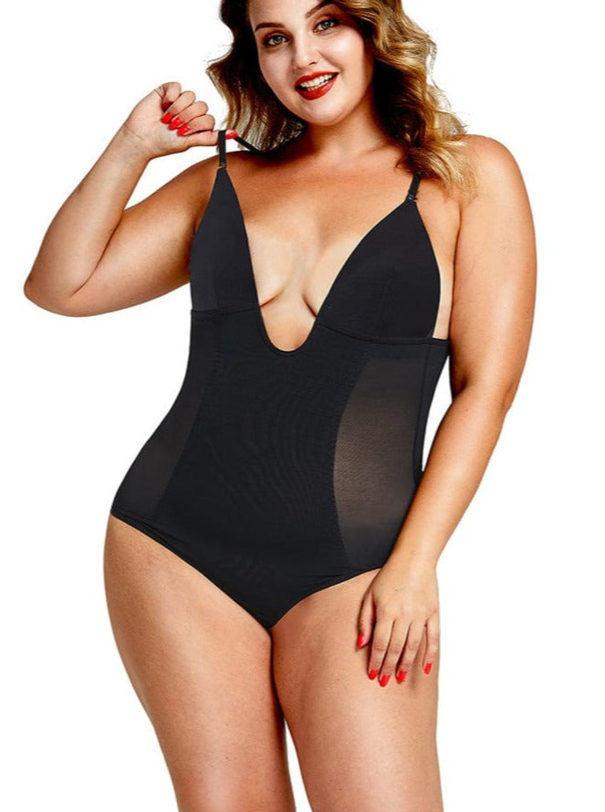 Plunge Low-Back Thong Shapewear Bridal Bodysuit
