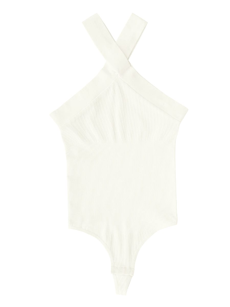 Seamless Crossover Halter Thong Bodysuit