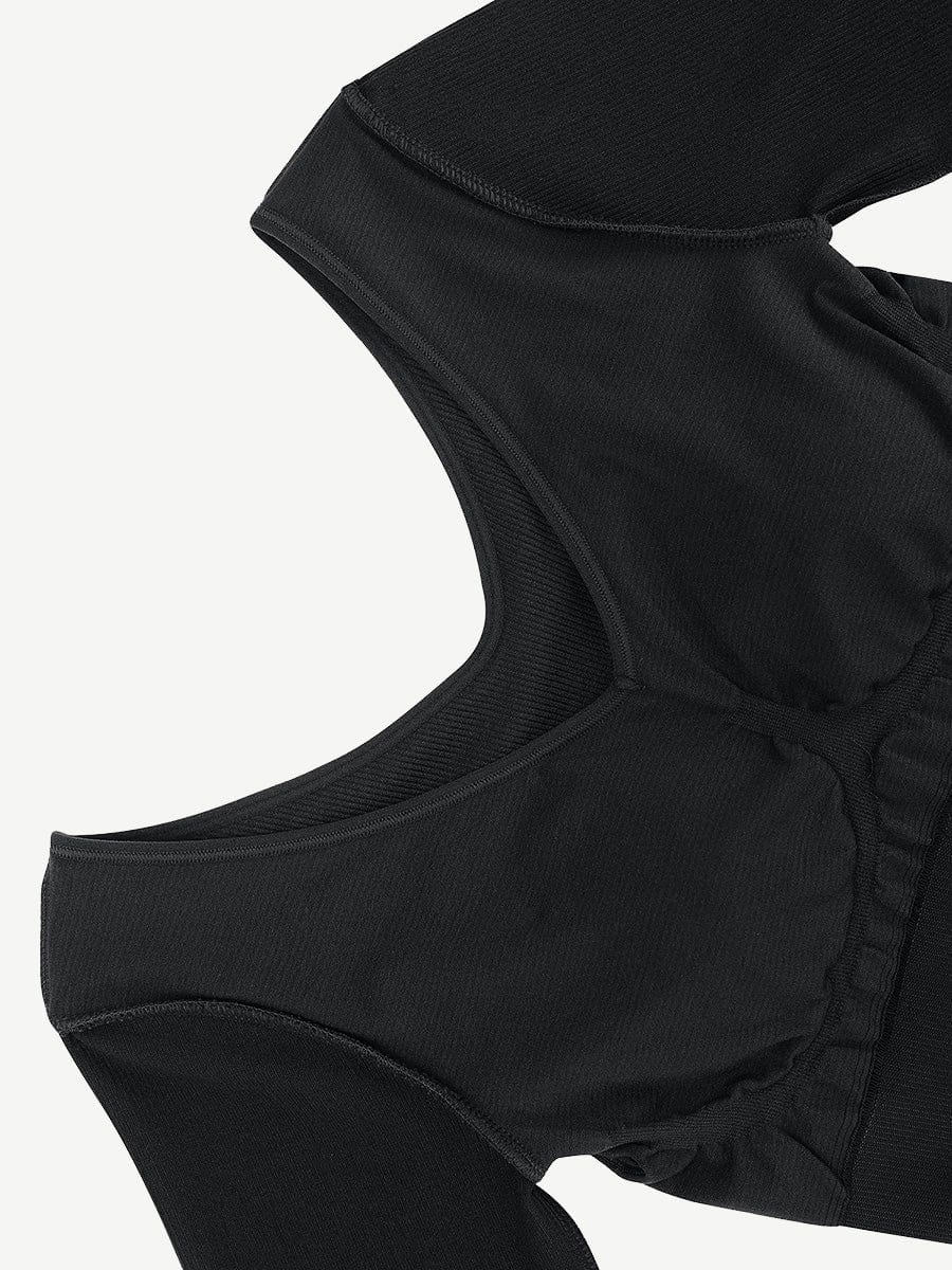 🌿 Eco-friendly Seamless V Neck Long Sleeve Waist Trimming Shaper Dress