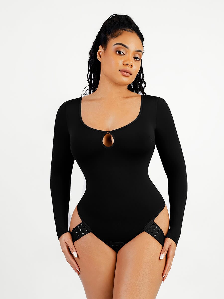 Scoop Neck Butt Lifting Shapewear Thong Bodysuit