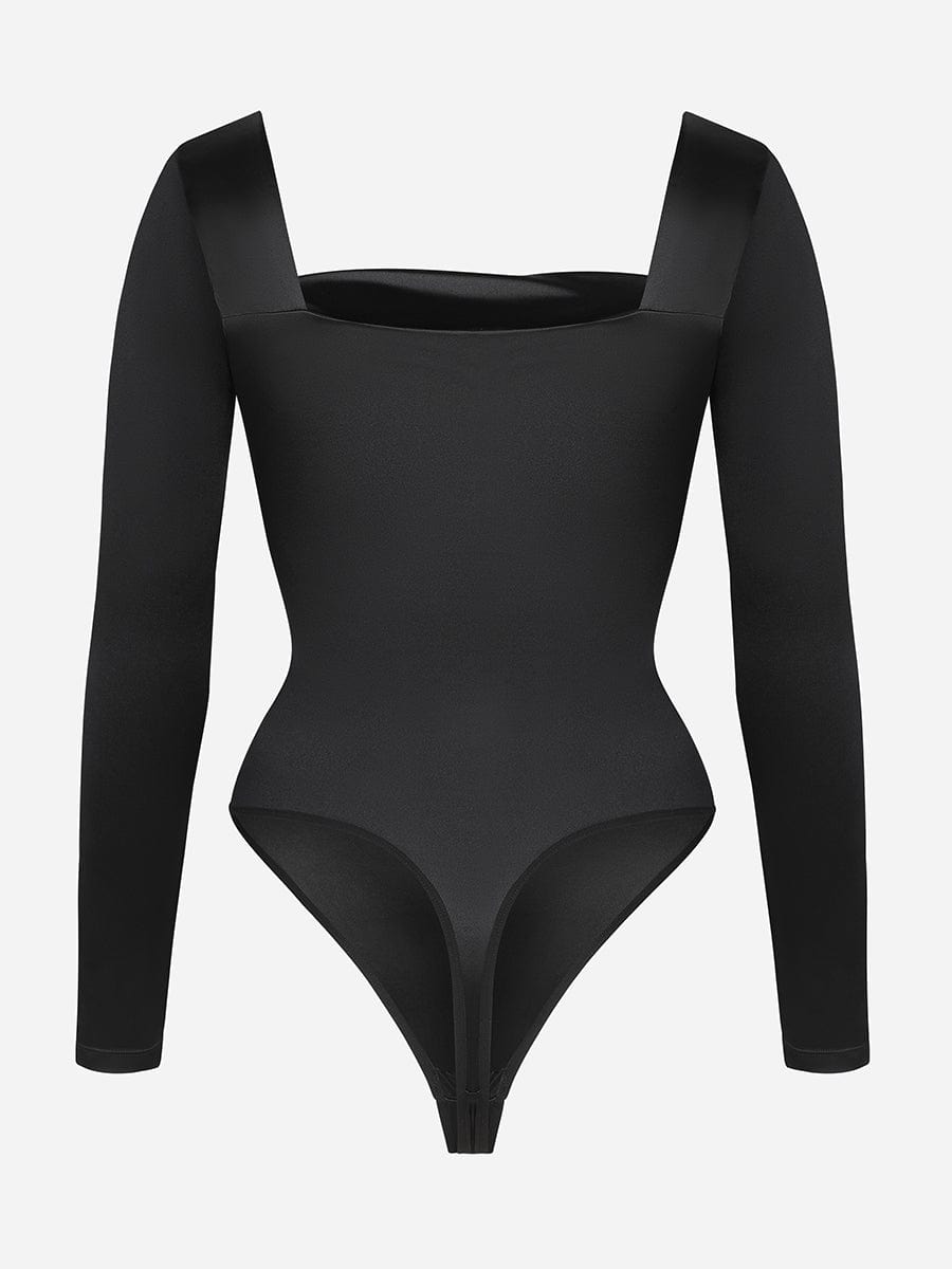 Retro Square Neck Built in corset Tummy Control Bodysuit With removable coasters