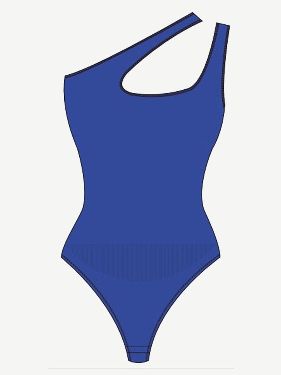 One-shoulder Cut Out Waist and Abdomen Compression Shapewear Bodysuit