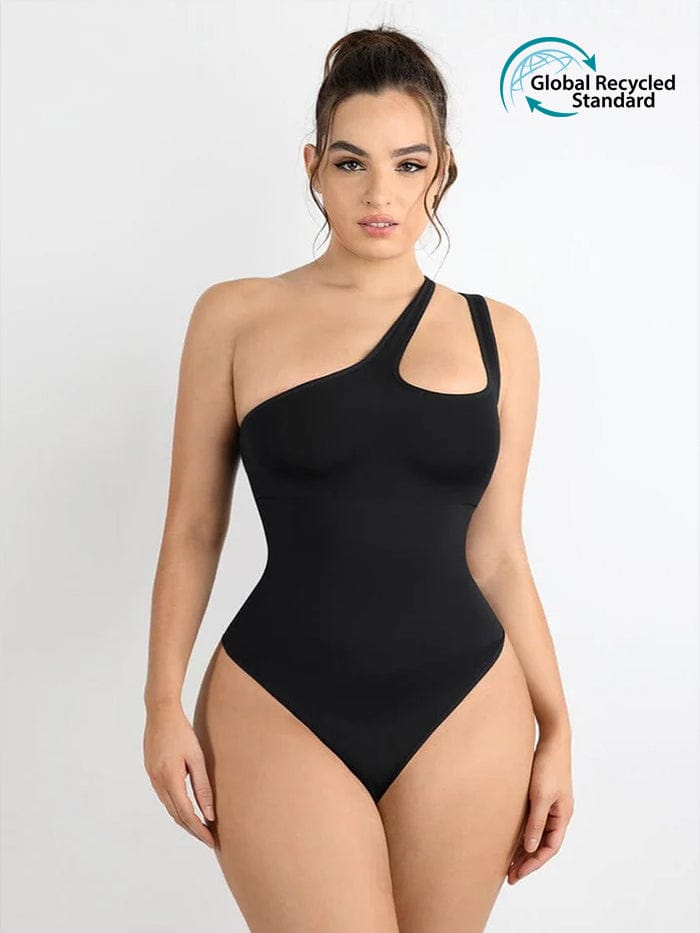 One-shoulder Cut Out Waist and Abdomen Compression Shapewear Bodysuit