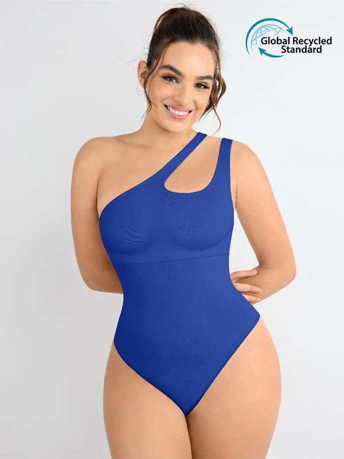 One-shoulder Cut Out Waist and Abdomen Compression Shapewear Bodysuit