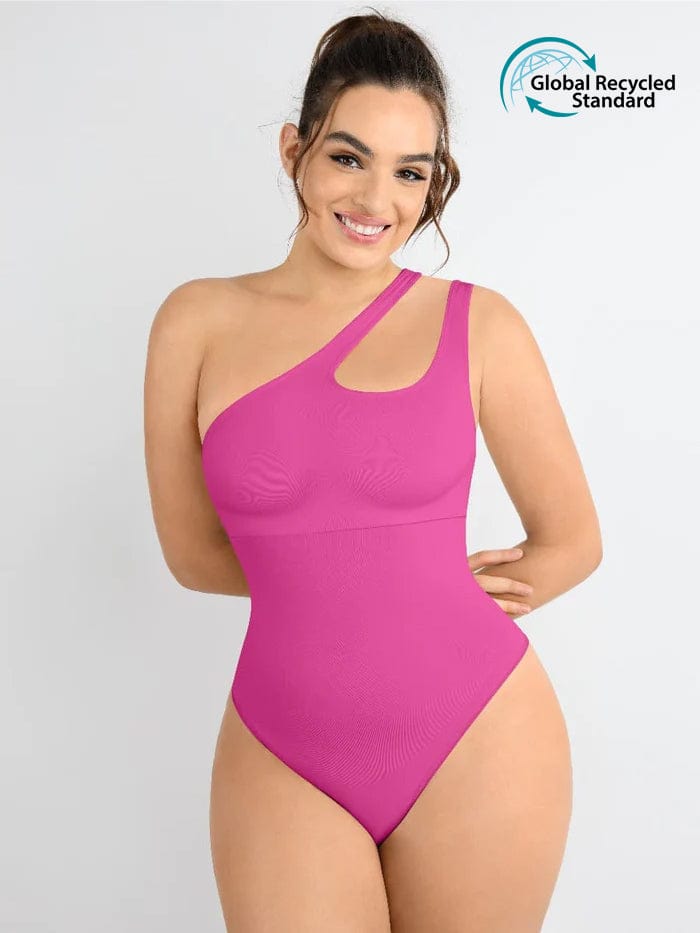 One-shoulder Cut Out Waist and Abdomen Compression Shapewear Bodysuit