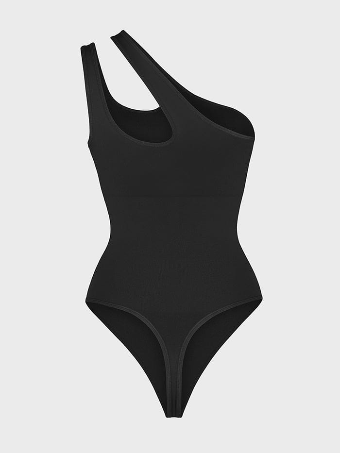 One-shoulder Cut Out Waist and Abdomen Compression Shapewear Bodysuit
