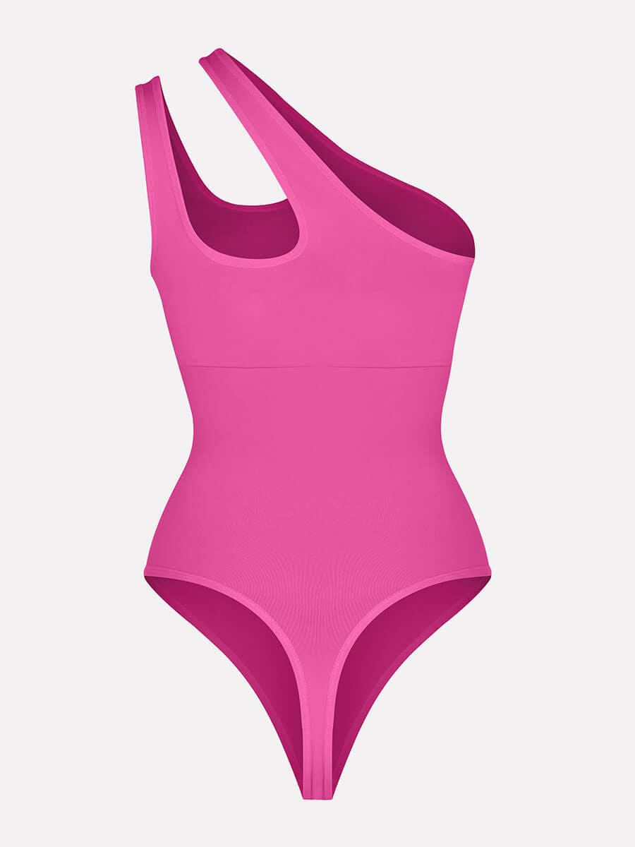 One-shoulder Cut Out Waist and Abdomen Compression Shapewear Bodysuit