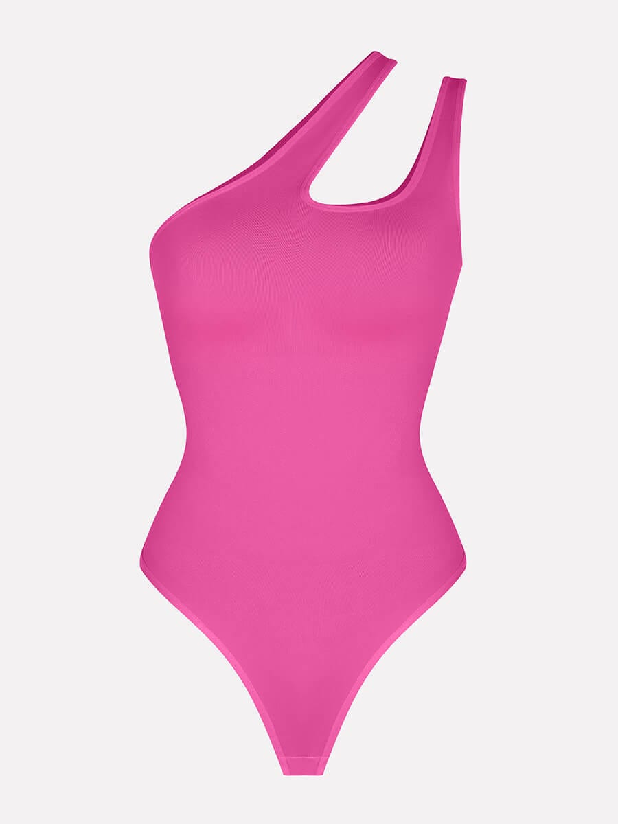 One-shoulder Cut Out Waist and Abdomen Compression Shapewear Bodysuit