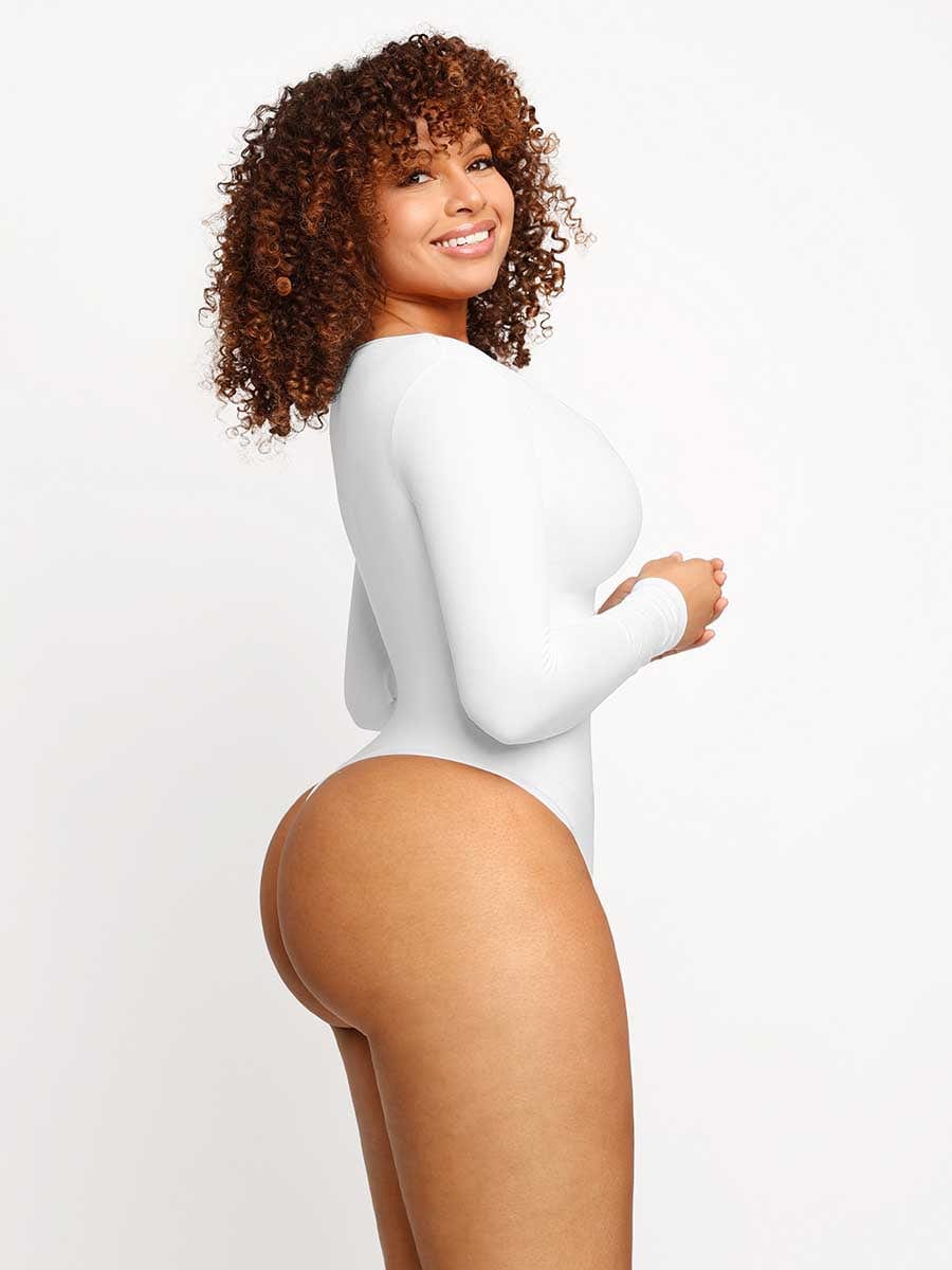 Seamless Outer Long Sleeve Thong Bodysuit