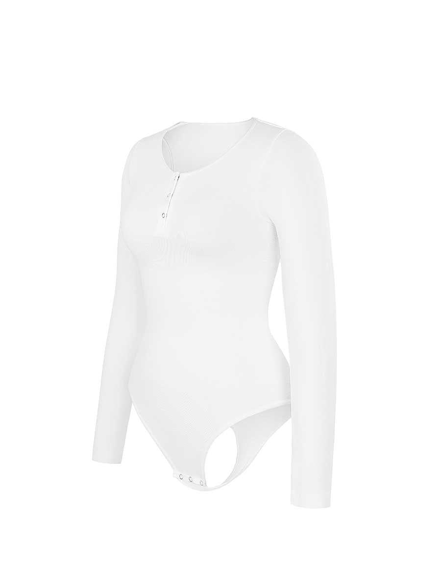 Seamless Outer Long Sleeve Thong Bodysuit