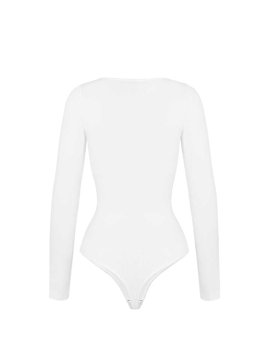 Seamless Outer Long Sleeve Thong Bodysuit