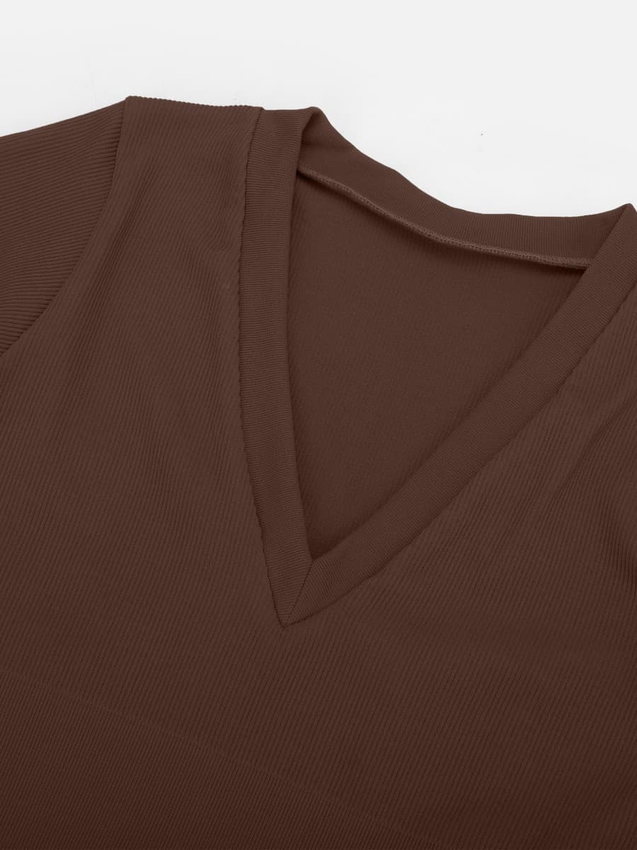 Long Sleeved V-neck Waist Shaping Tummy Control Seamless Bodysuit