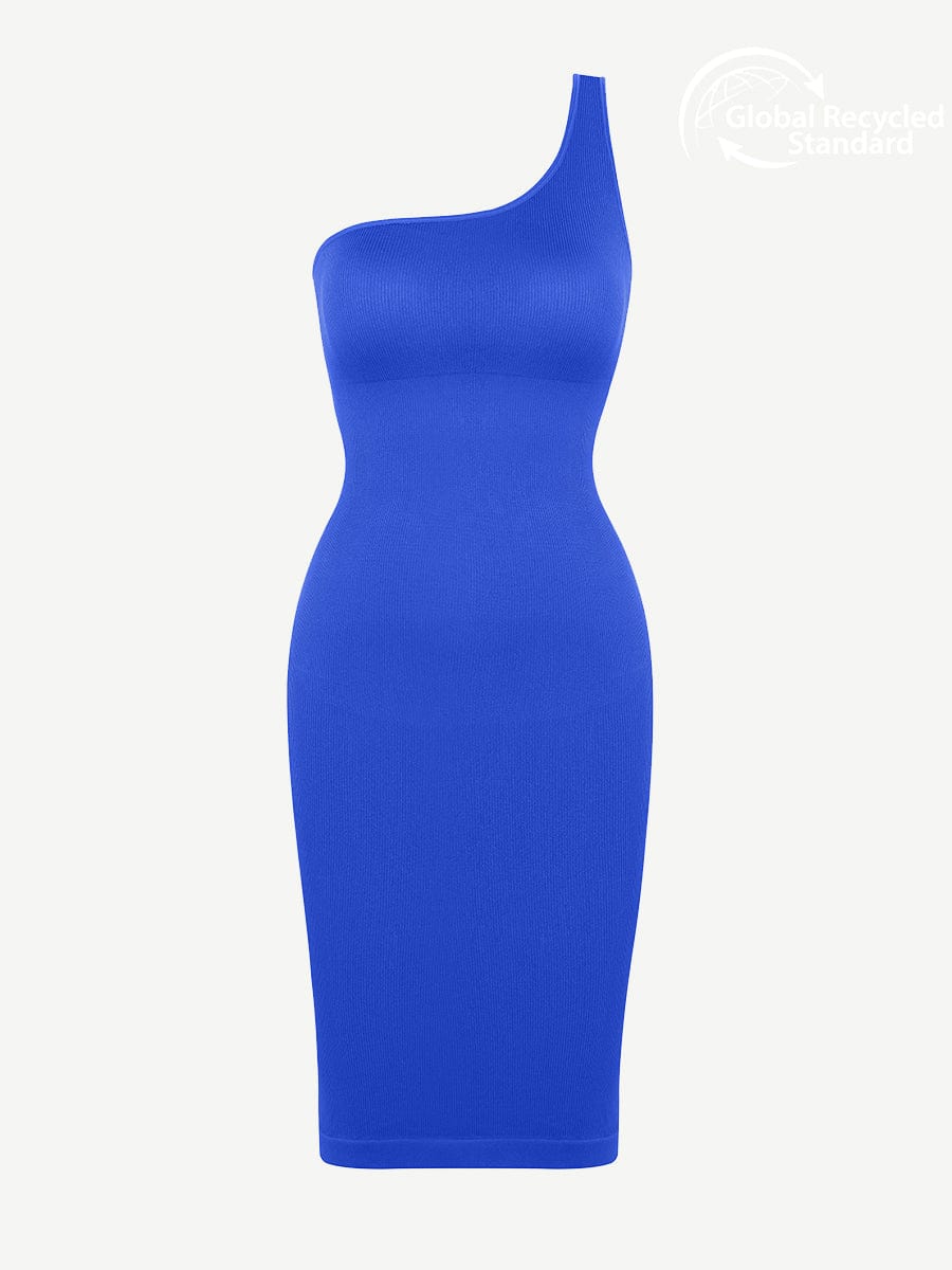 🌿Seamless Eco-friendly One-shoulder Slanted Neck Waist Trimming Shaper Dress