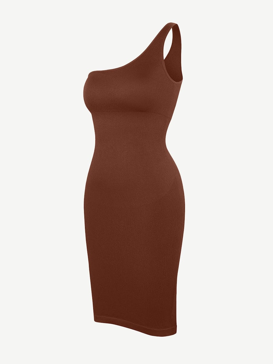 🌿Seamless Eco-friendly One-shoulder Slanted Neck Waist Trimming Shaper Dress