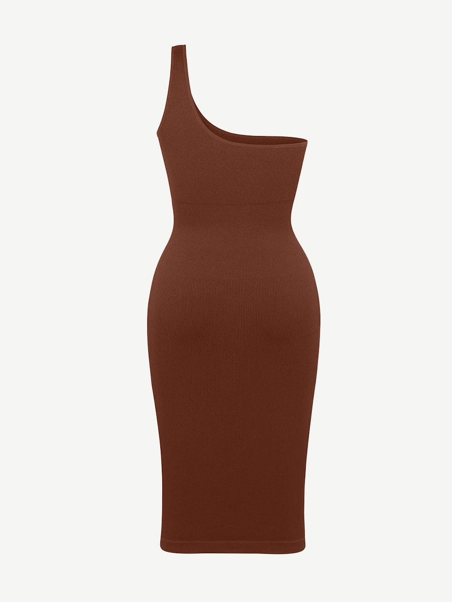 🌿Seamless Eco-friendly One-shoulder Slanted Neck Waist Trimming Shaper Dress