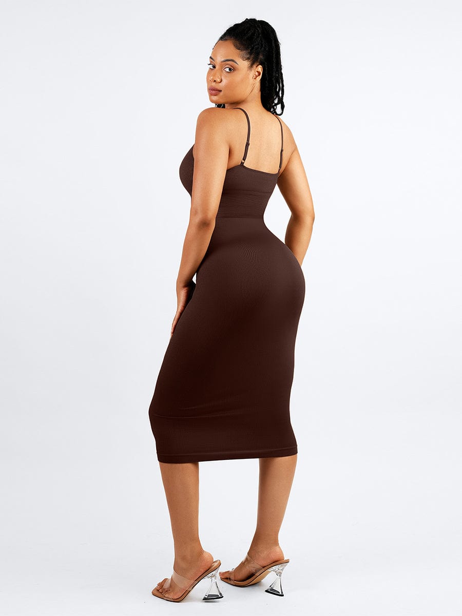 🌿 Eco-friendly Seamless 360° Waist Control Midi Shaping Dress
