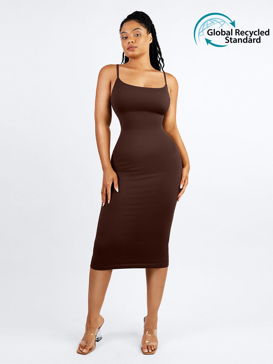🌿 Eco-friendly Seamless 360° Waist Control Midi Shaping Dress