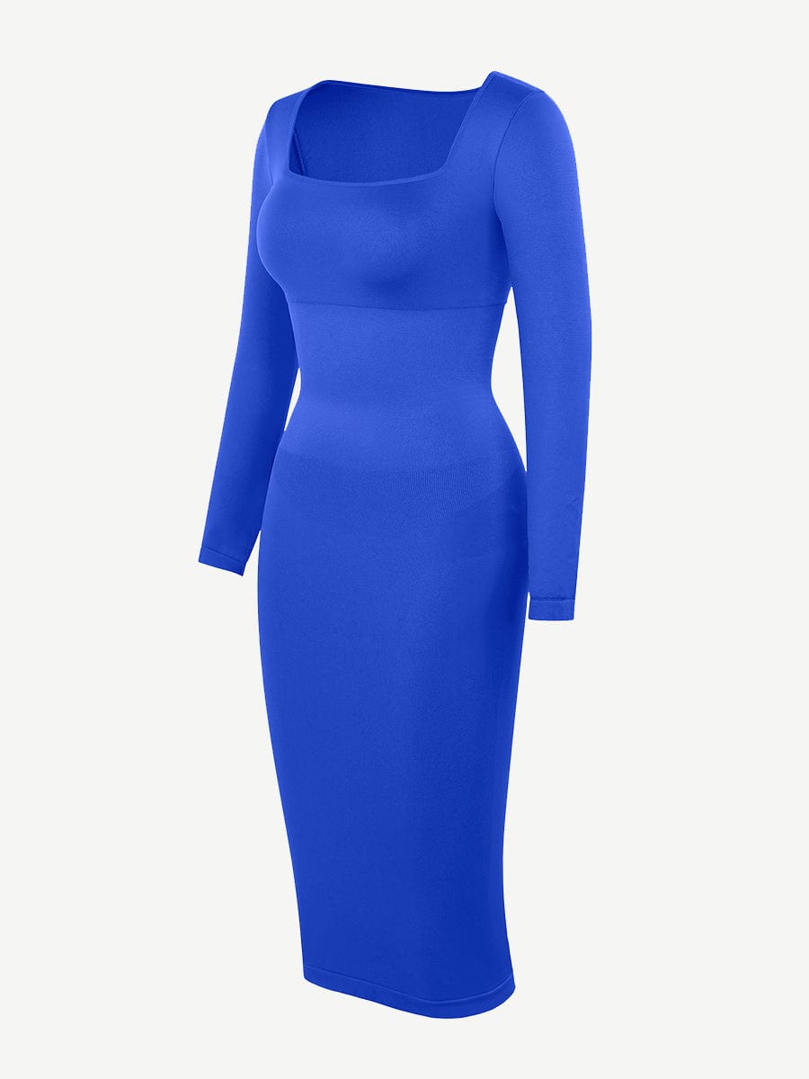 🌿 Eco-friendly Seamless Square Neck Long Sleeve Shaper Dress