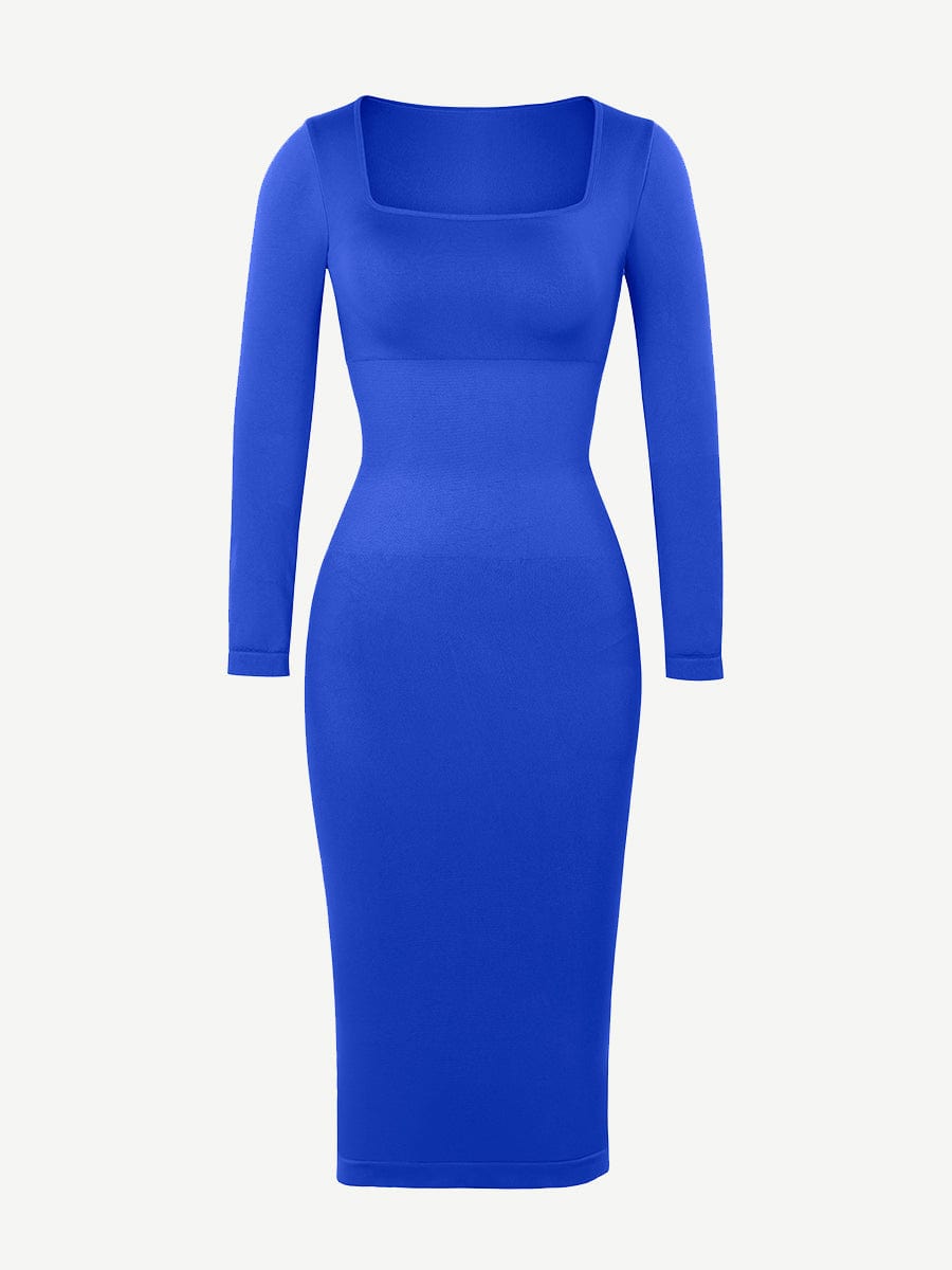 🌿 Eco-friendly Seamless Square Neck Long Sleeve Shaper Dress