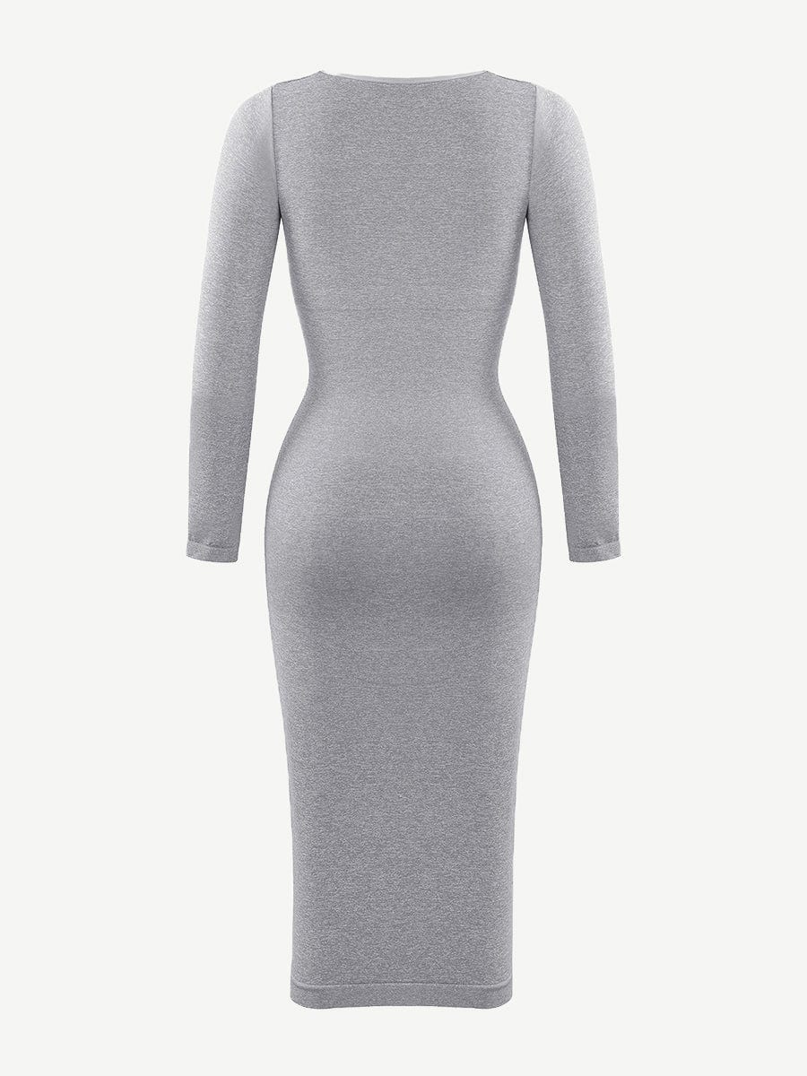 🌿 Eco-friendly Seamless Square Neck Long Sleeve Shaper Dress