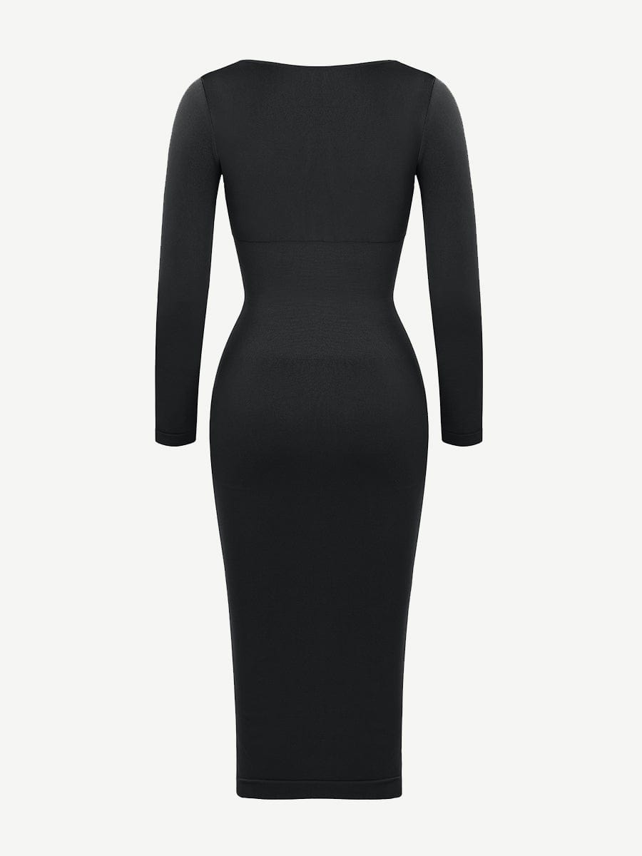 🌿 Eco-friendly Seamless Square Neck Long Sleeve Shaper Dress