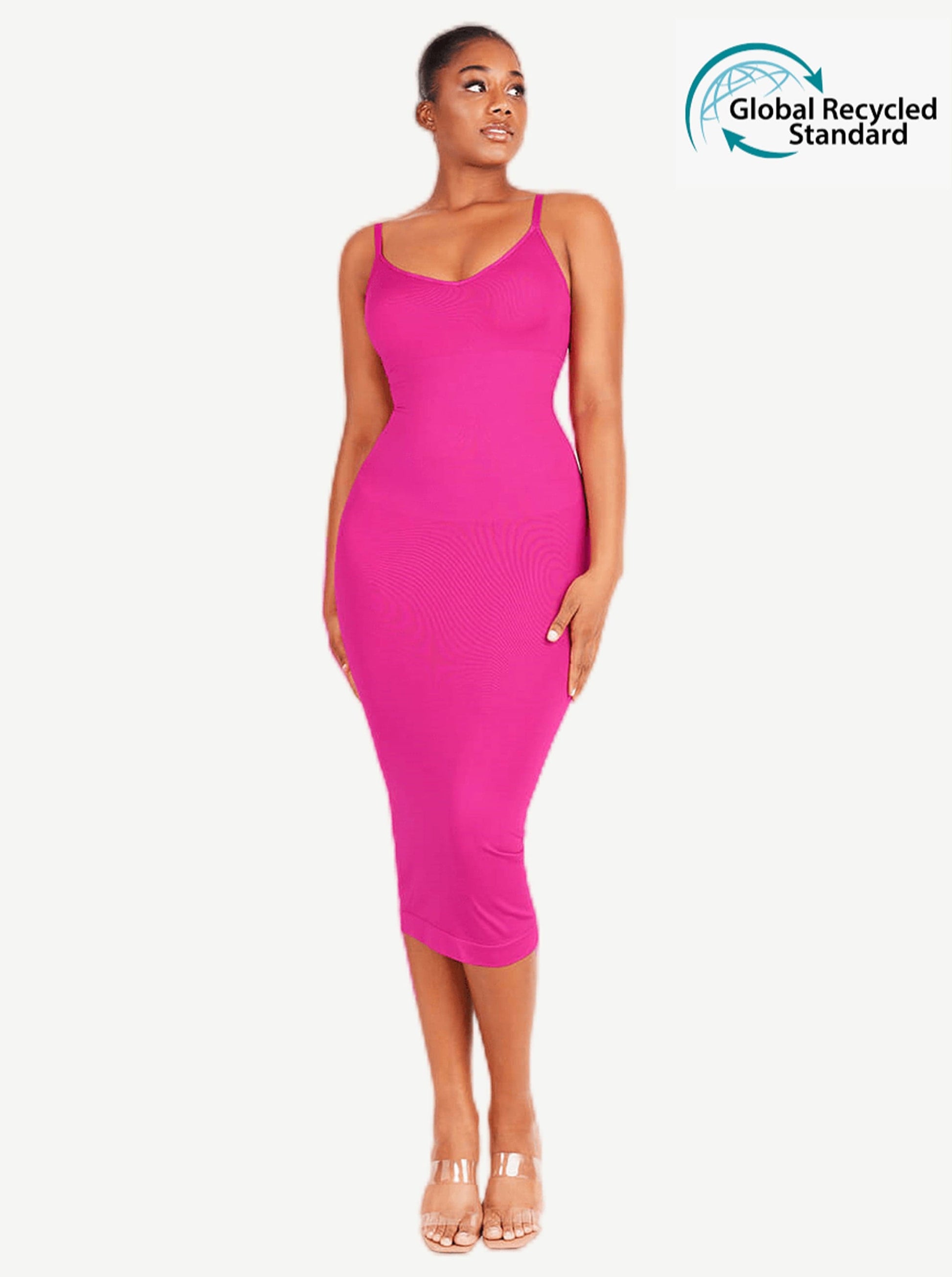 🌿Eco-friendly Spaghetti Strap V-neck Snatched Seamless Shaper Dress