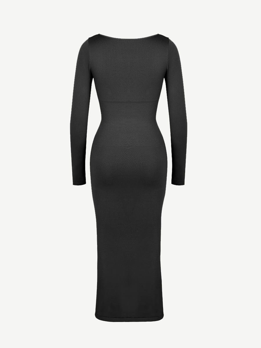 🌿 Eco-friendly Seamless Bust Support Tummy Control High Side Slit Shaping Dress