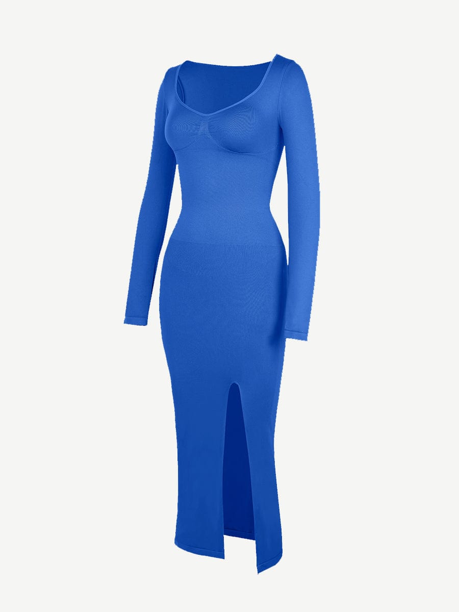 🌿 Eco-friendly Seamless Bust Support Tummy Control High Side Slit Shaping Dress