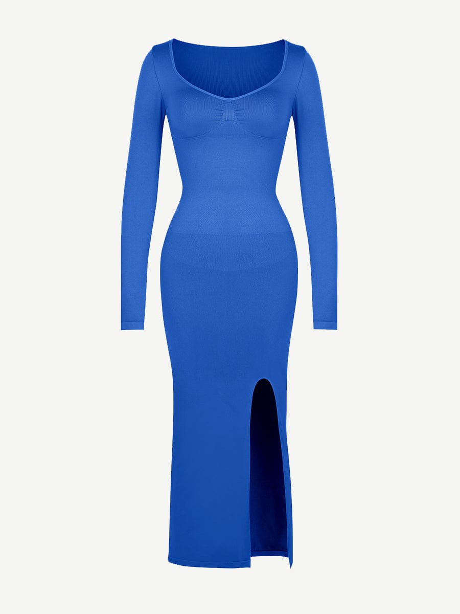 🌿 Eco-friendly Seamless Bust Support Tummy Control High Side Slit Shaping Dress