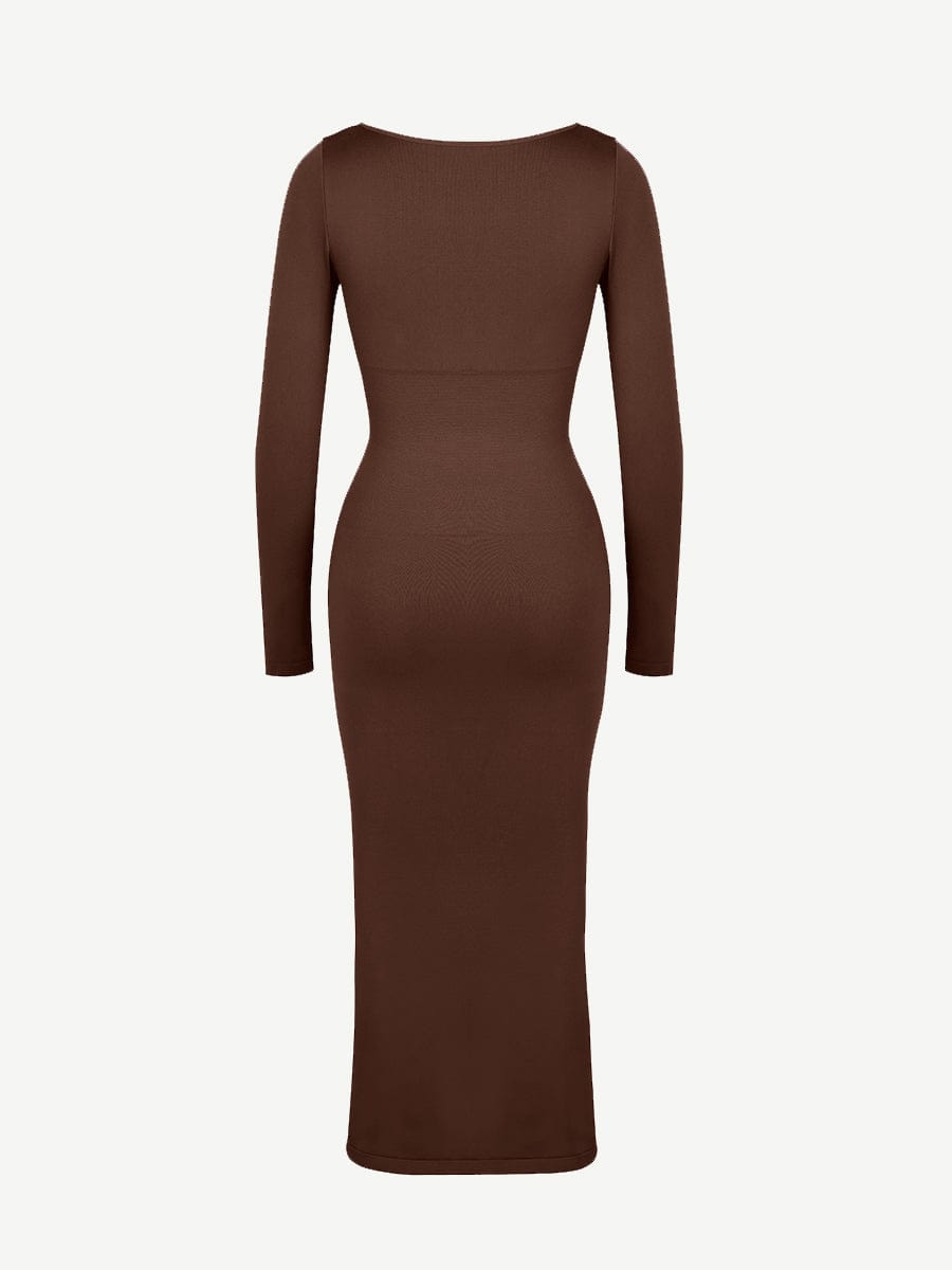 🌿 Eco-friendly Seamless Bust Support Tummy Control High Side Slit Shaping Dress