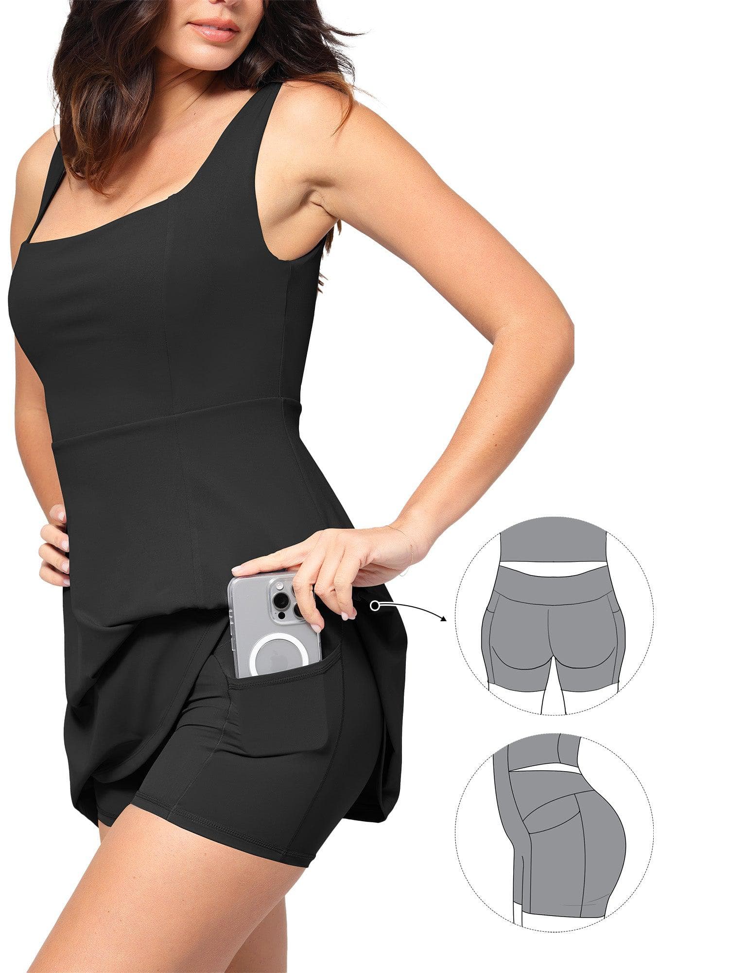 2 in 1 Sports Shaping Pet Hair Resistant Shapewear Tennis Dresses