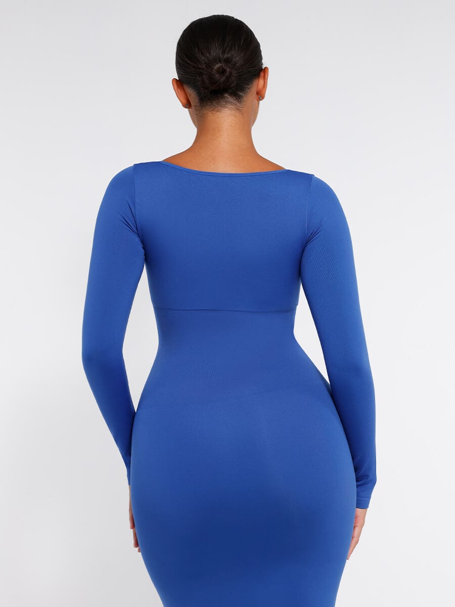 🌿 Eco-friendly Seamless Bust Support Tummy Control High Side Slit Shaping Dress