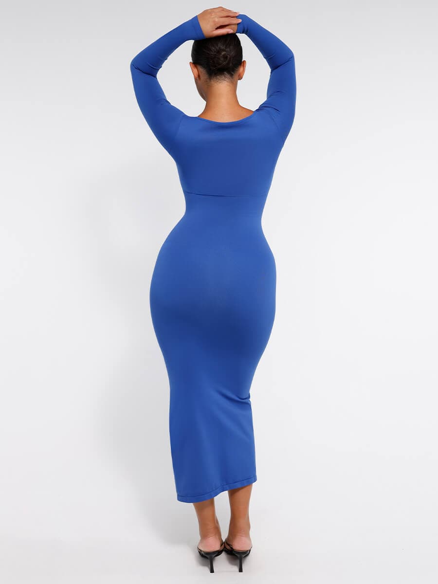 🌿 Eco-friendly Seamless Bust Support Tummy Control High Side Slit Shaping Dress