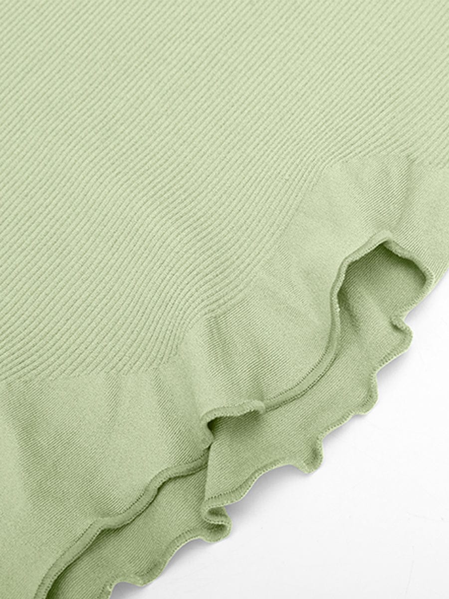 Seamless Sleeveless Irregular Ruffled Hem Waist and Abdomen Shaping Dress